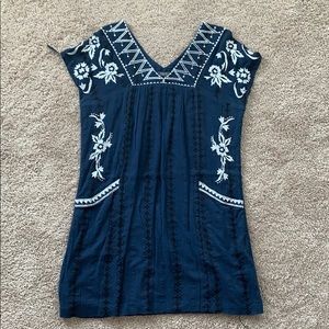 Lucky Brand Navy embroidered shift dress
